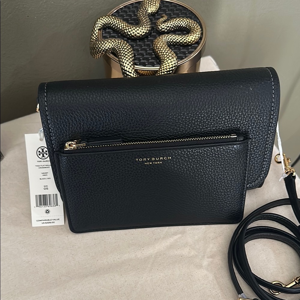 Tory Burch Thea Black Crossbody Bag with Gold Hardware - Picture 3 of 6